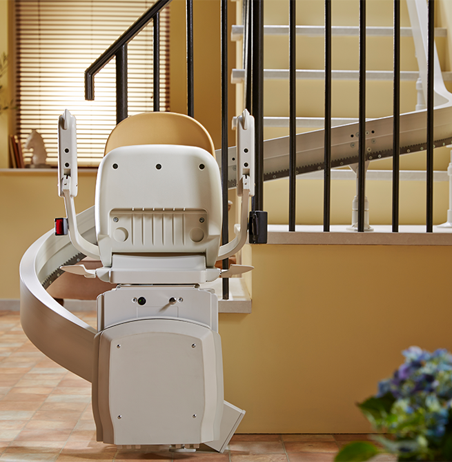 Acorn 180 curved stairlift folded