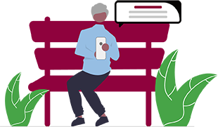 Persona che utilizza il telefono in panchina