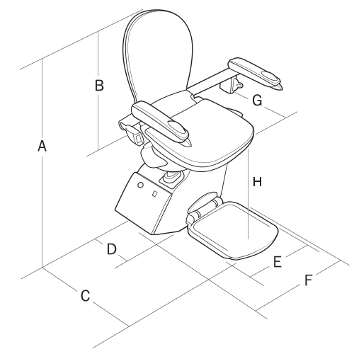 Acorn 130 misure del montascale